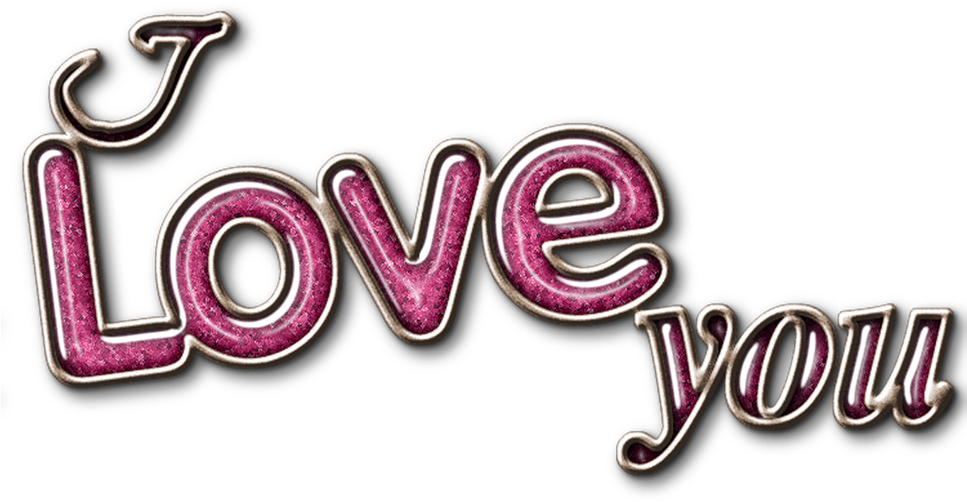 Love You Glitter Text PNG with transparent background
