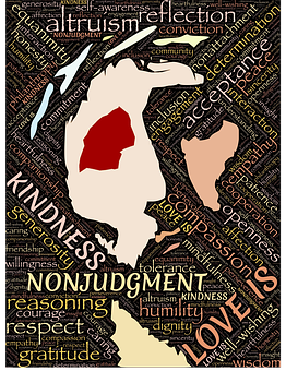 Loveand Kindness Word Art Silhouette PNG with transparent background