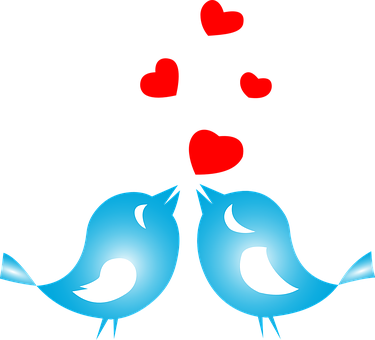 Lovebirds Hearts Illustration