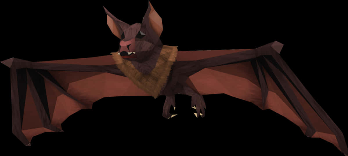 Low Poly Bat Model PNG with transparent background