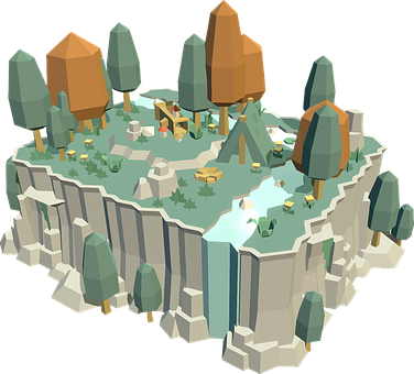 Low Poly Camping Site Illustration PNG with transparent background