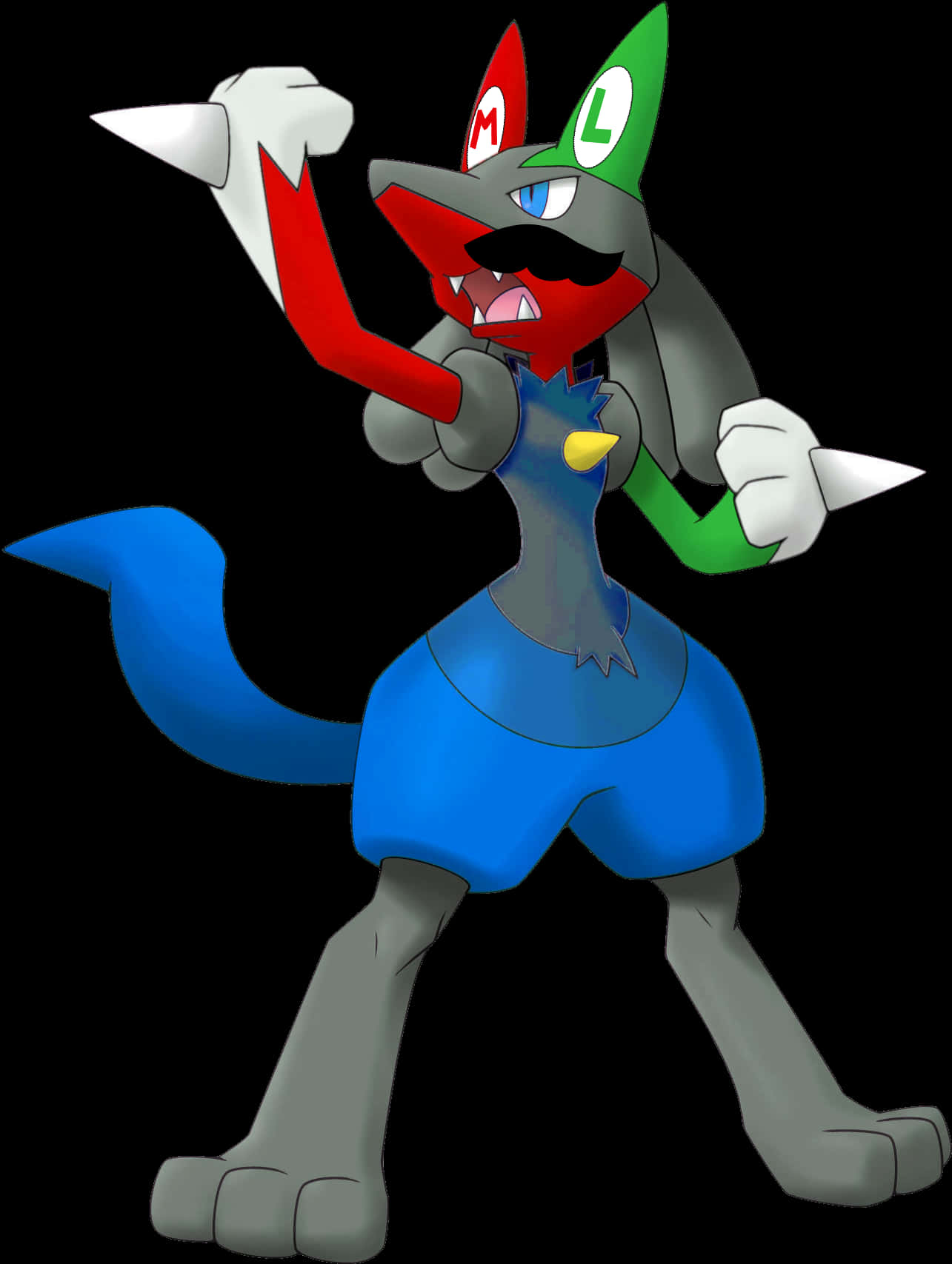 Lucario_ Mario_ Luigi_ Crossover_ Art