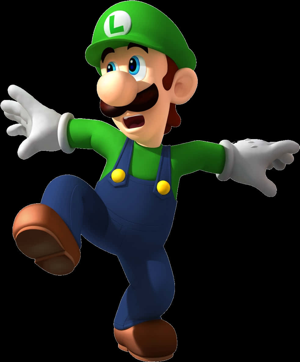 Luigi Animated Character Pose PNG with transparent background