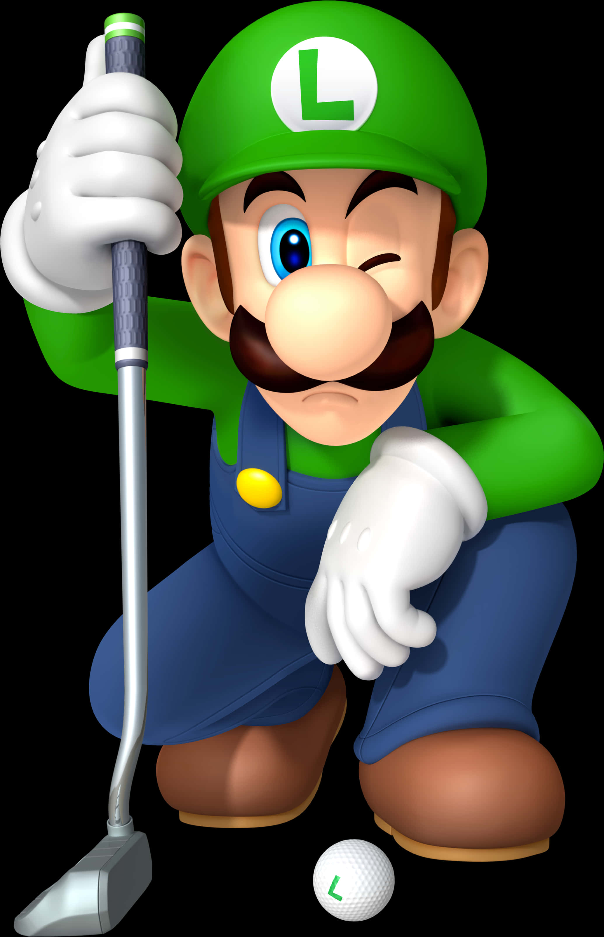 Luigi Golfing Character Art PNG with transparent background