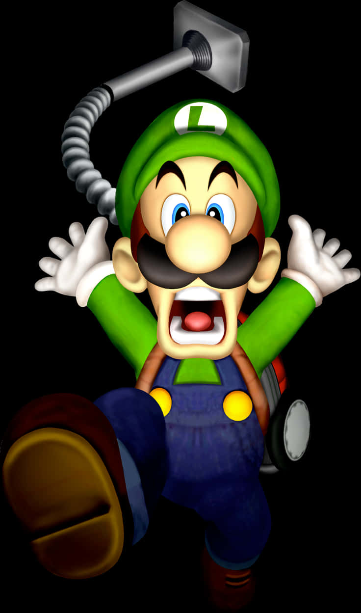 Luigi_ Surprised_ Action_ Pose PNG with transparent background