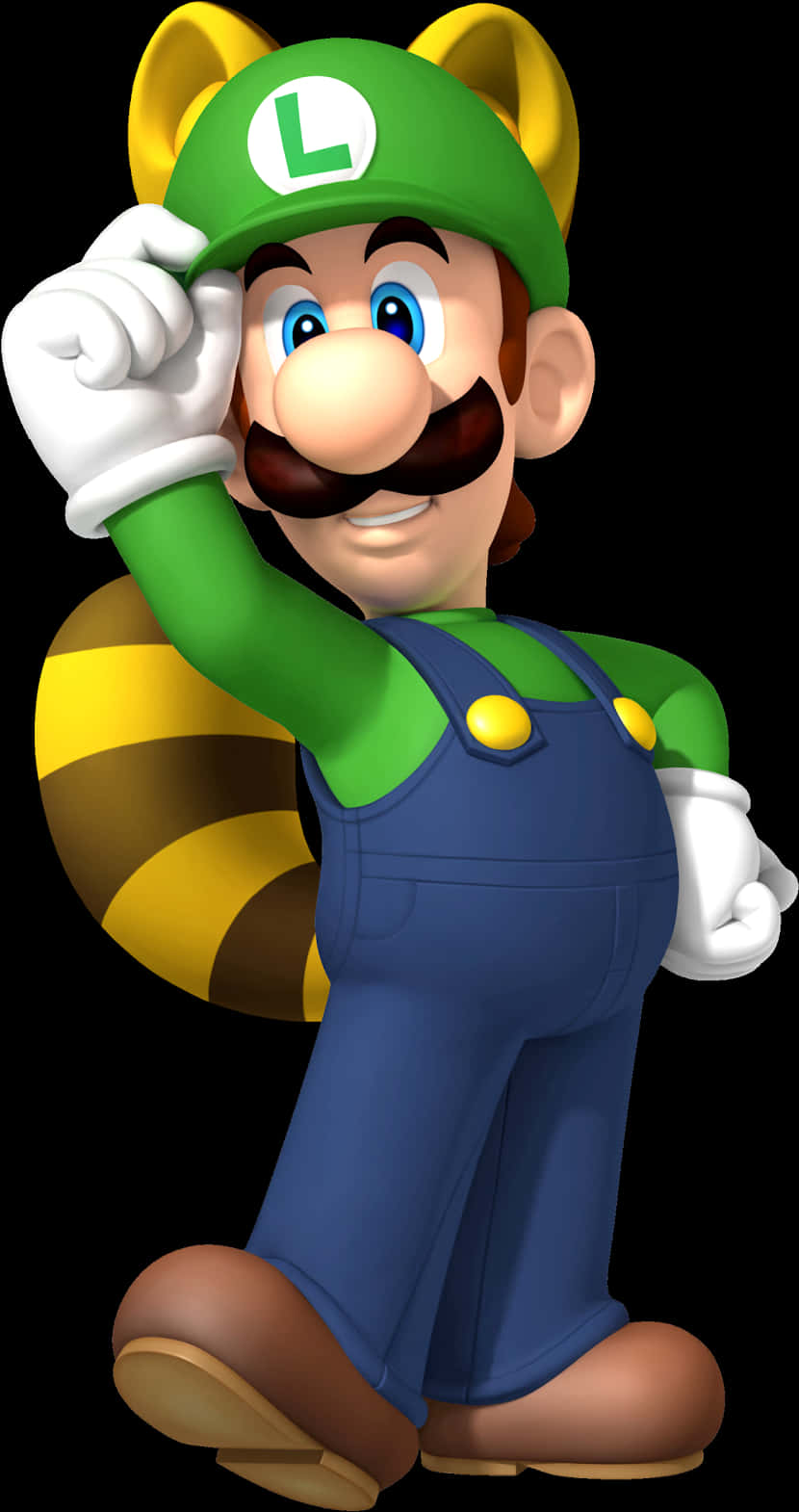 Luigiin Action Pose PNG with transparent background