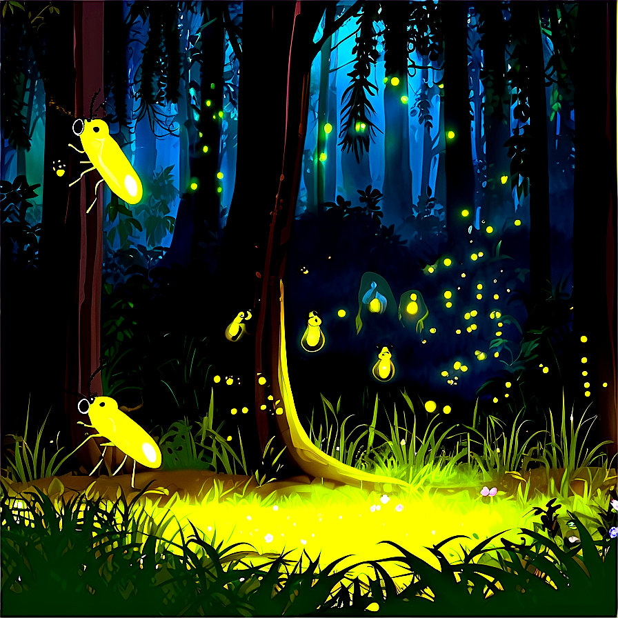 Luminous Fireflies In Woods Png Dsu