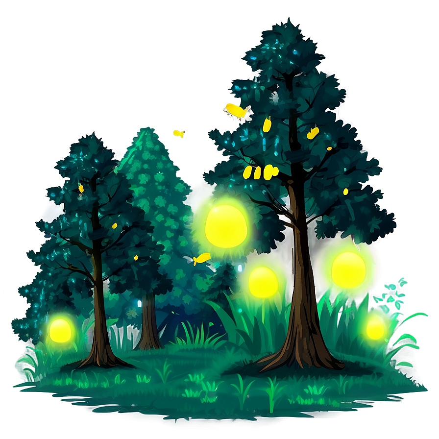 Luminous Fireflies In Woods Png Yvj