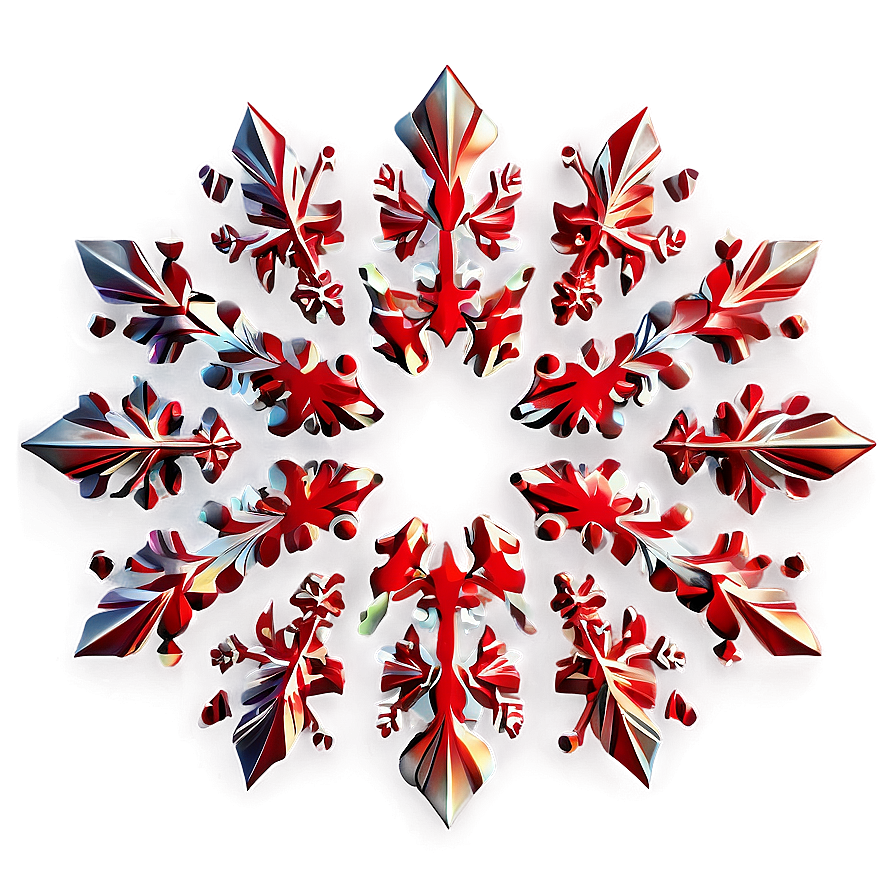 Luminous Red Snowflake Png 7