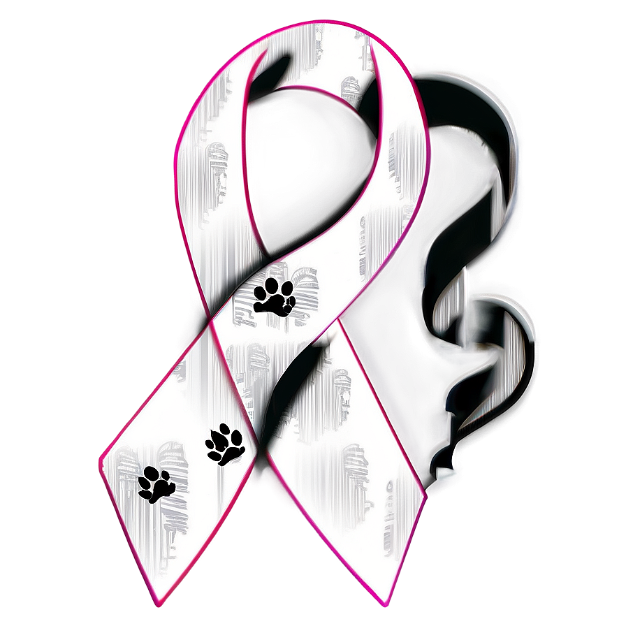 Lung Cancer Ribbon And Paw Print Png 7