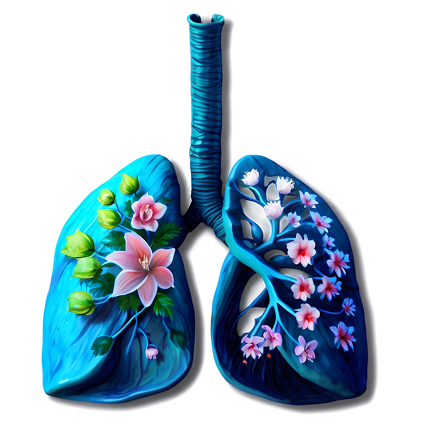 Lungs with Flowers Art PNG xds PNG image with a transparent background, free high-resolution download