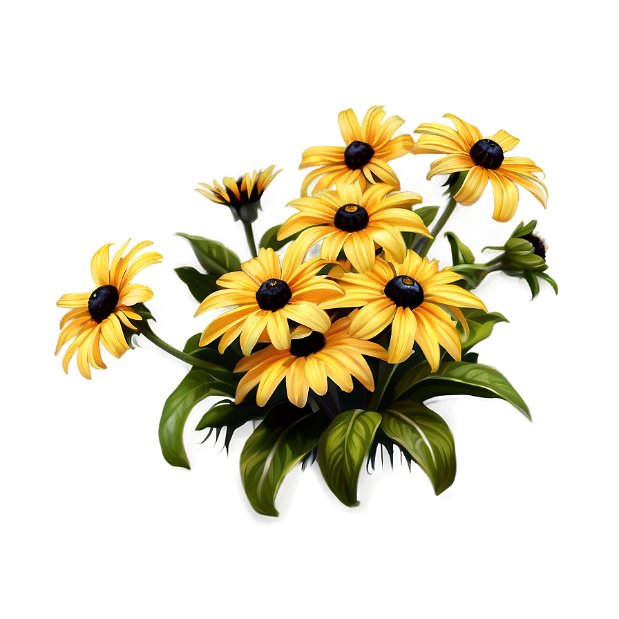 Lush Black Eyed Susan Landscape Png Mis28