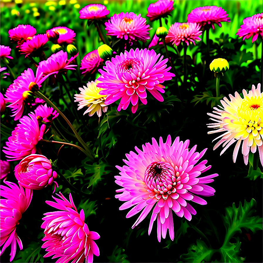 Lush Chrysanthemum Field Png 06112024