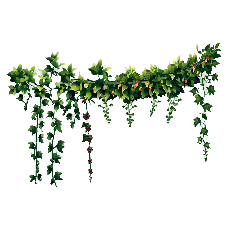 Lush Green Vine Decoration PNG with transparent background