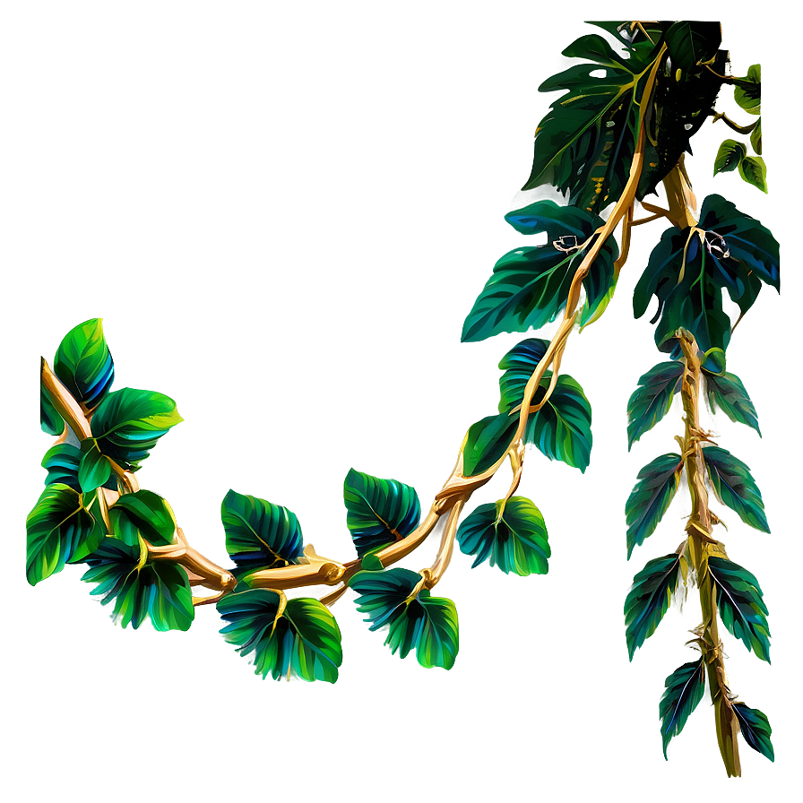 Lush Green Vine Illustration PNG with transparent background