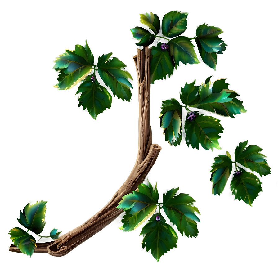 Lush Green Vine Illustration PNG with transparent background