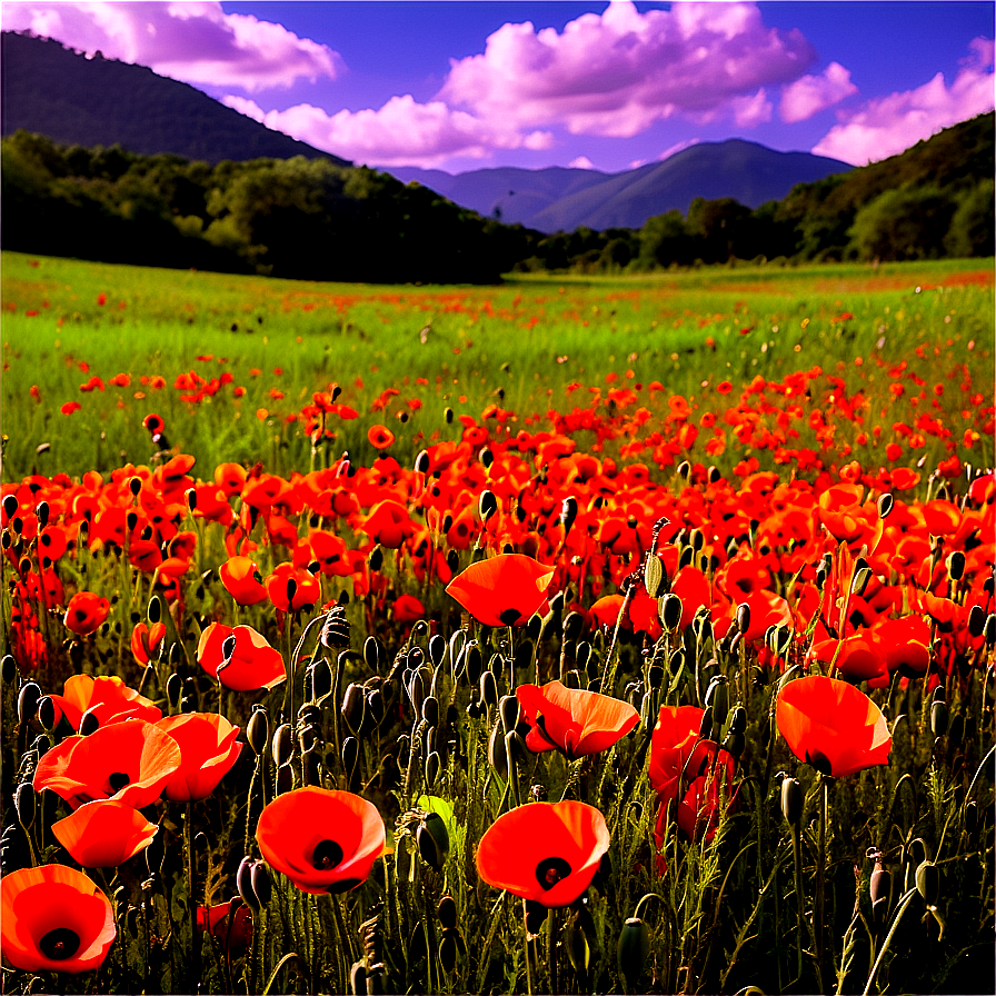 Lush Poppy Landscape Png Kga4