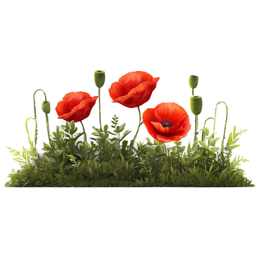 Lush Poppy Landscape Png Xyi38