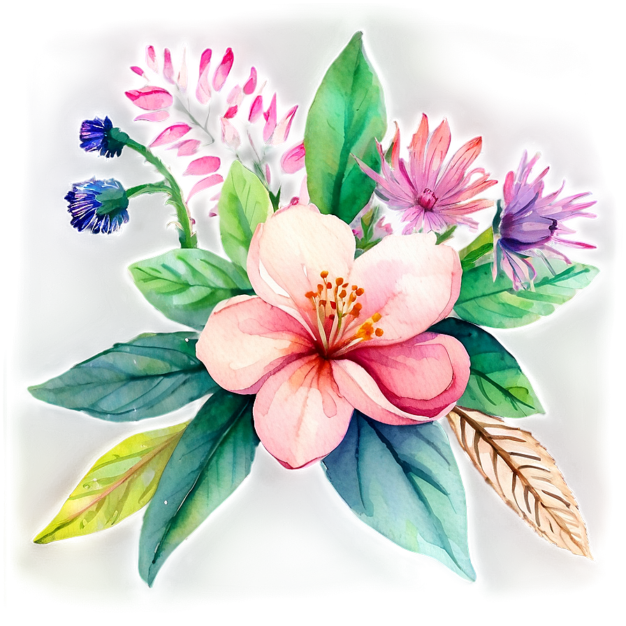 Lush Watercolor Flower Art Png 10