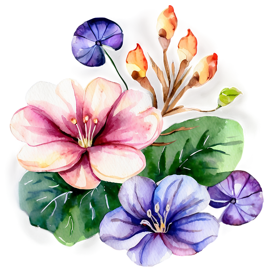 Lush Watercolor Flower Art Png Pig72