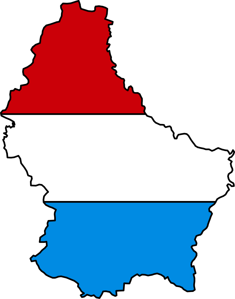 Luxembourg Map Outline Flag Colors PNG with transparent background