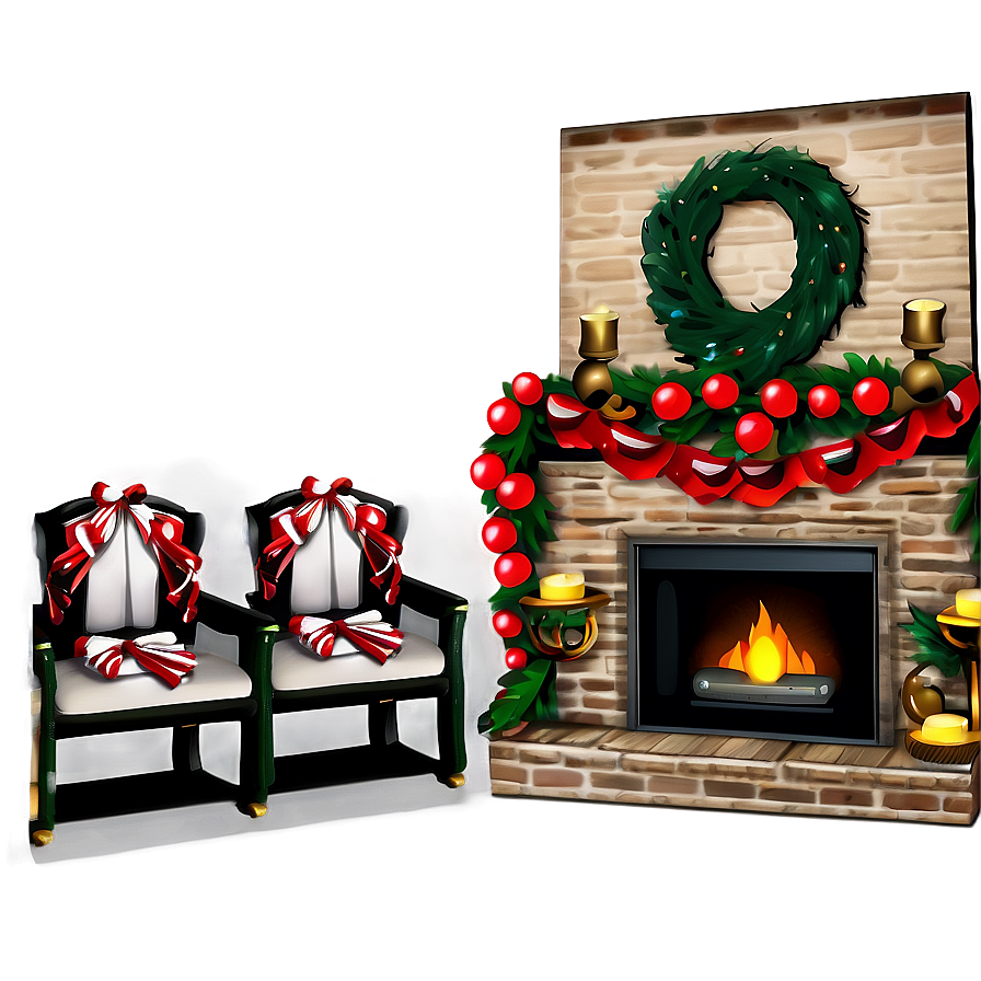 Luxurious Christmas Fireplace Decor Png 35