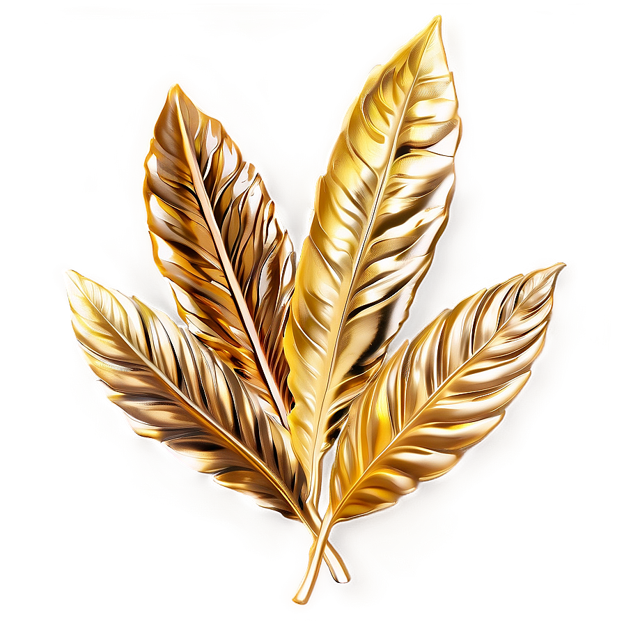 Luxurious Gold Leaves Png Nem