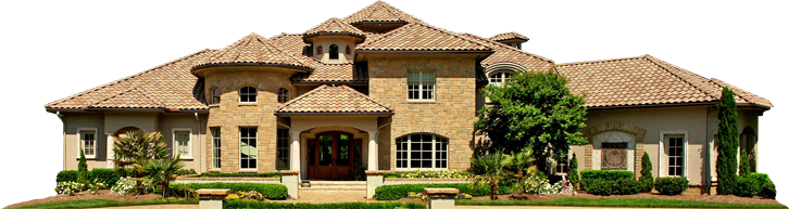 Luxurious Stone Mansion Exterior PNG with transparent background