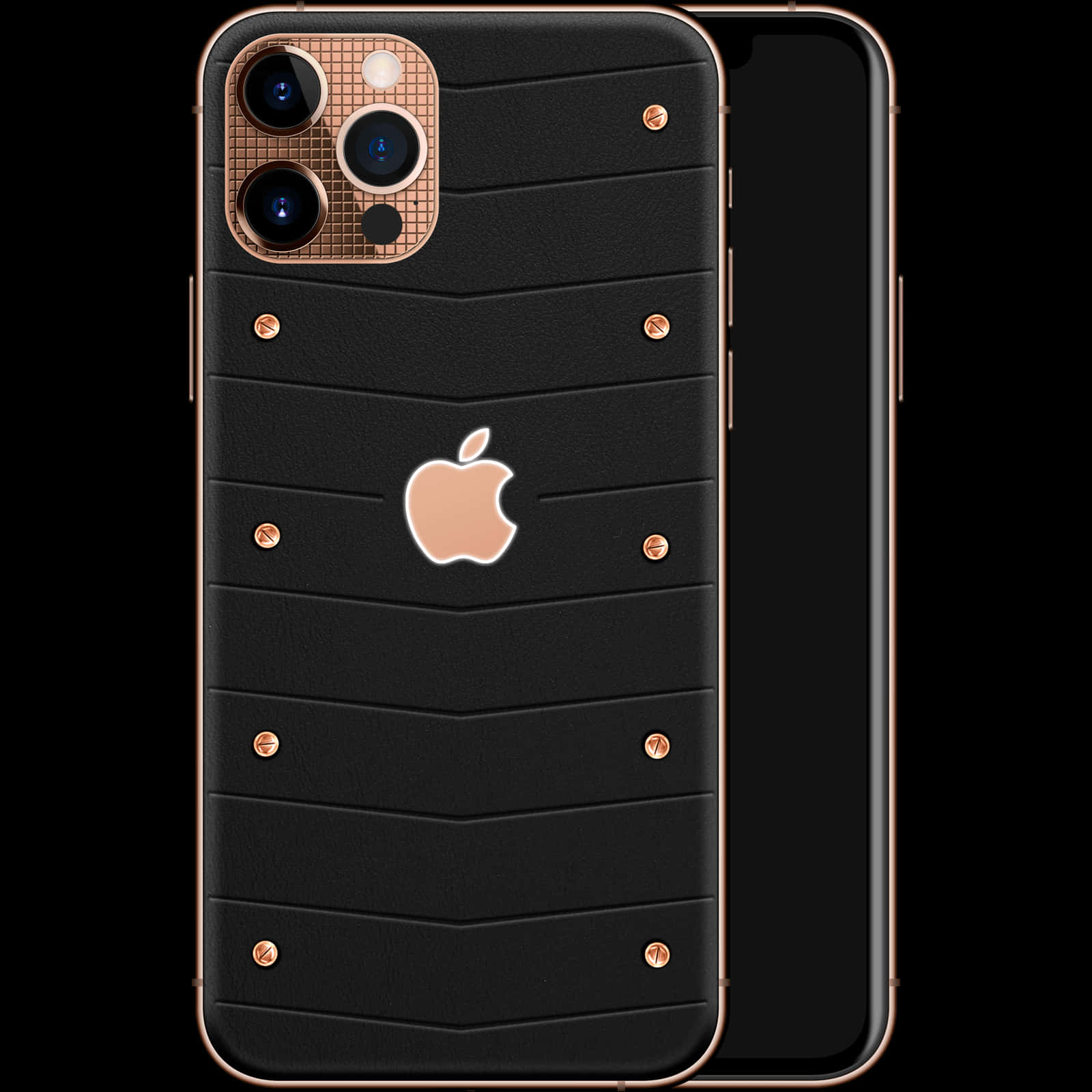Luxury Black Goldi Phone12 Design PNG with transparent background