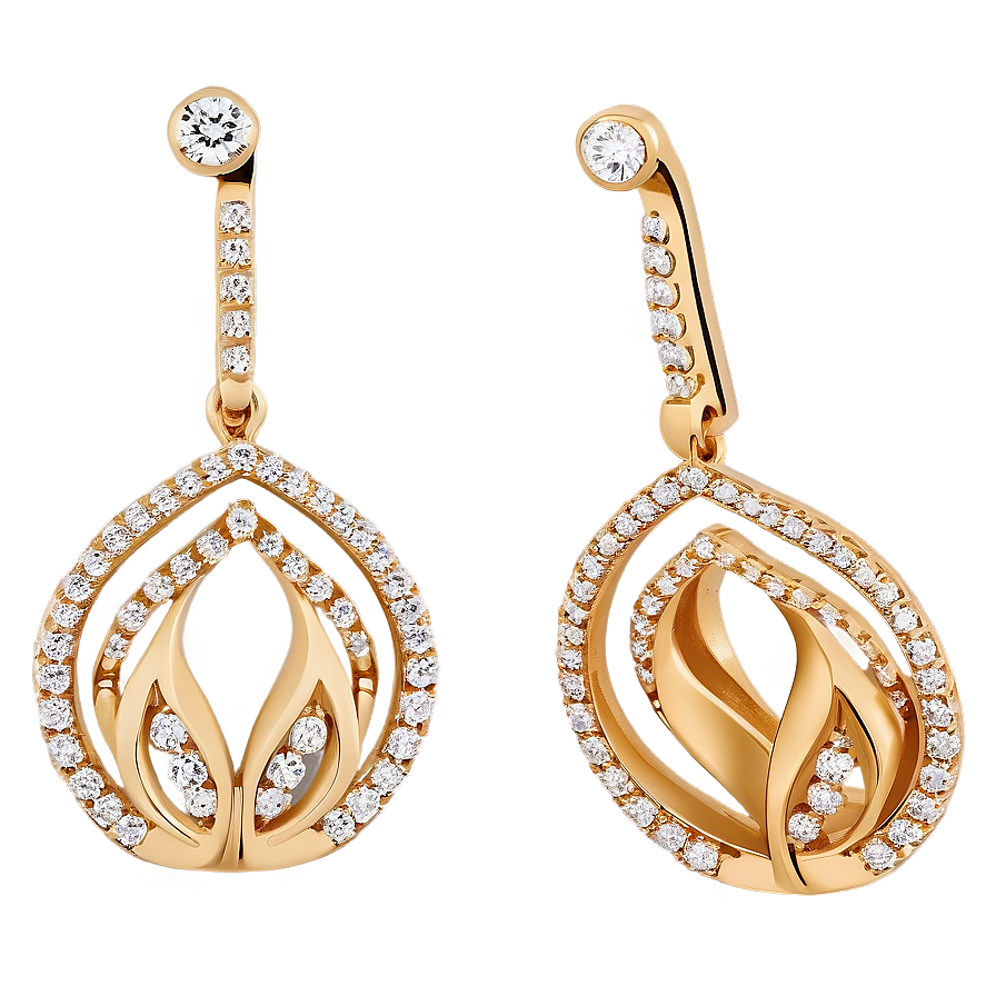 Luxury Gold And Diamond Earrings Png 06262024