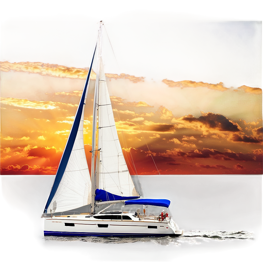Luxury Sailboat at Sunset PNG 16 PNG image with a transparent background, free high-resolution download