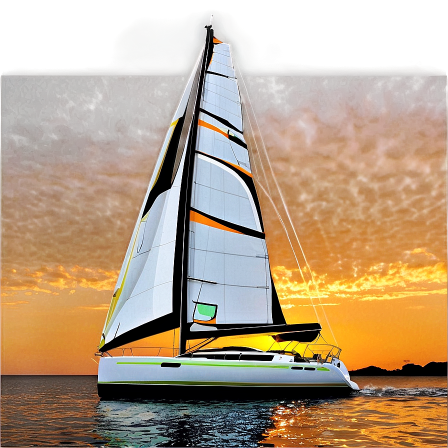 Luxury Sailboat At Sunset Png Yit68