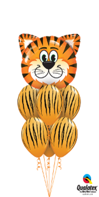 Luxury Tiger Stripes Bouquet - 14' Airfill Only Tickled Tiger - Mylar Balloons Foil PNG with transparent background