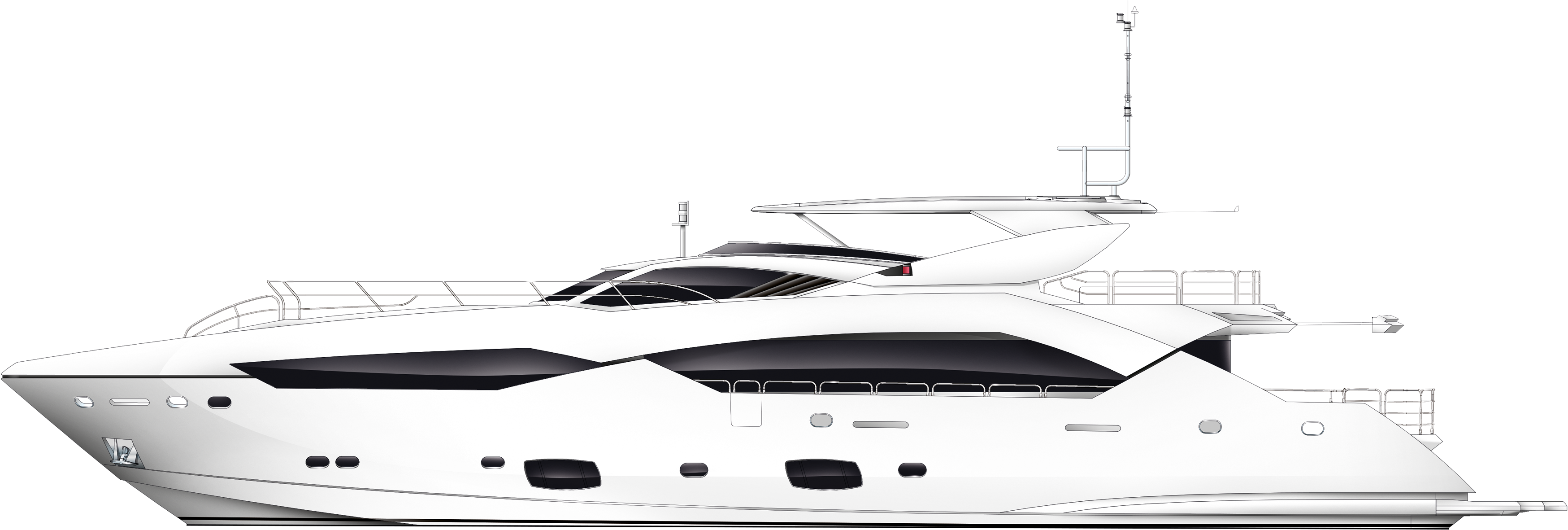 Luxury White Yacht Side View