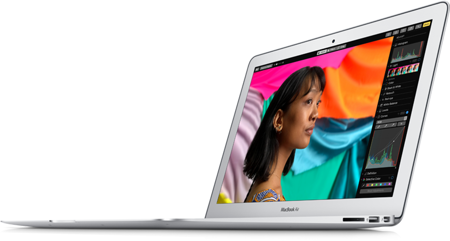 Mac Book Air Side View Displaying Graphics PNG with transparent background