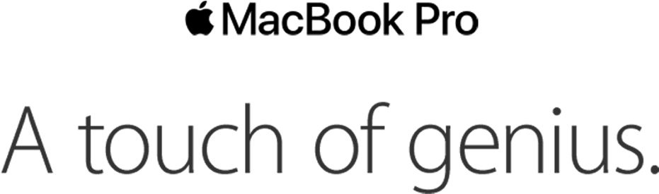 Mac Book Pro Touchof Genius Slogan PNG with transparent background