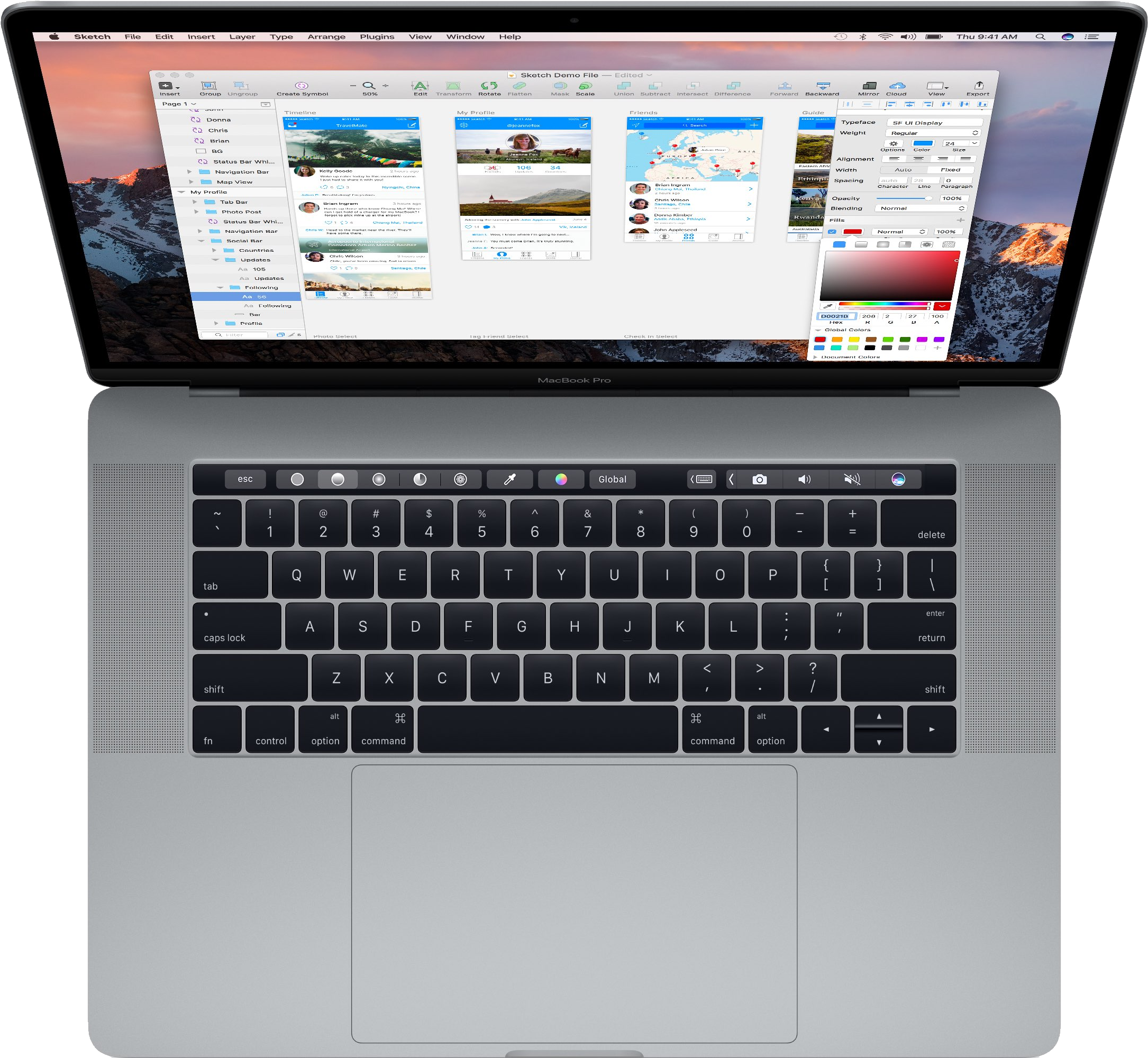 Mac Book Prowith Touch Bar Open PNG with transparent background
