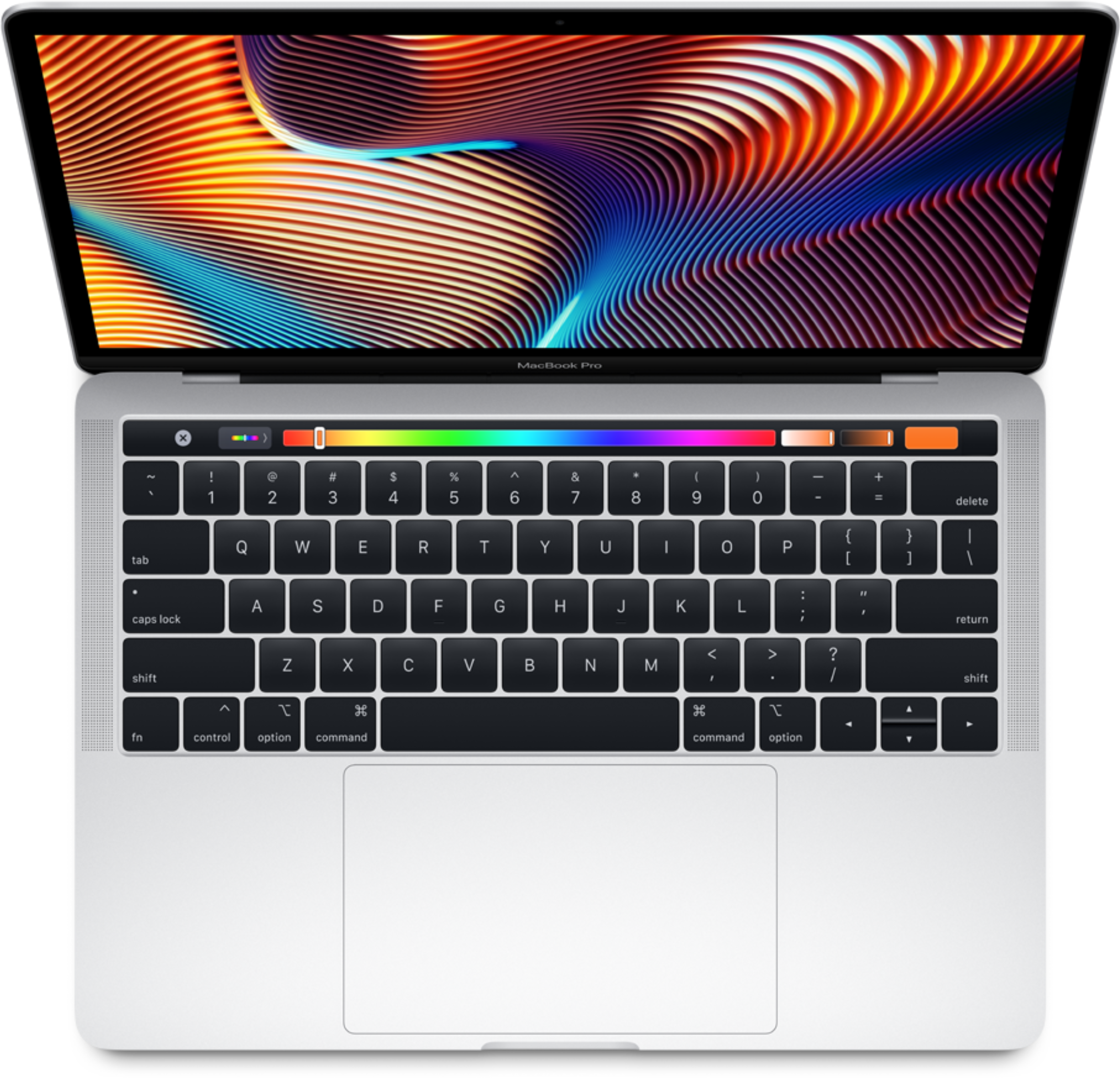 Mac Book Prowith Touch Bar Top View PNG with transparent background