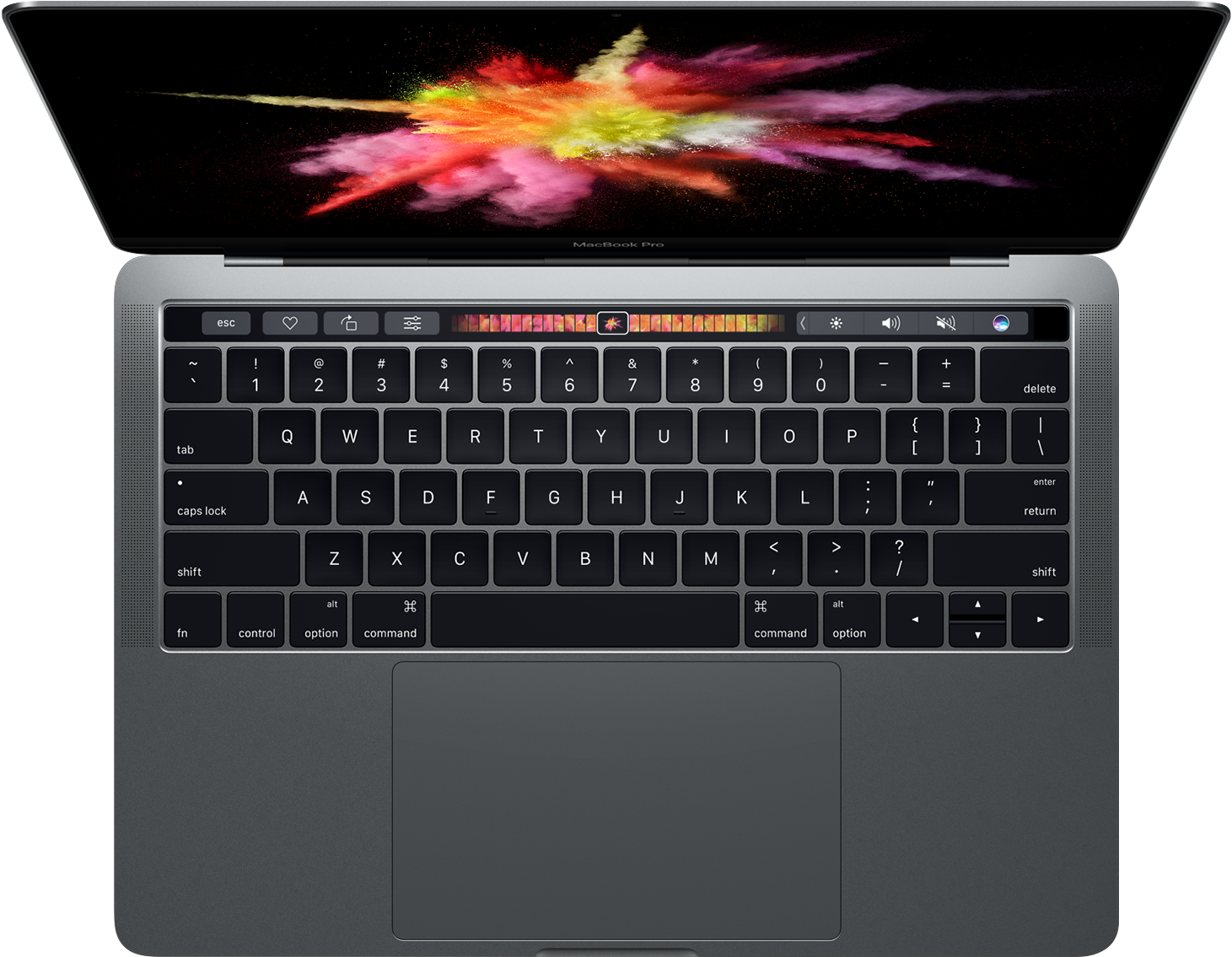 Mac Book Prowith Touch Bar Top View PNG with transparent background