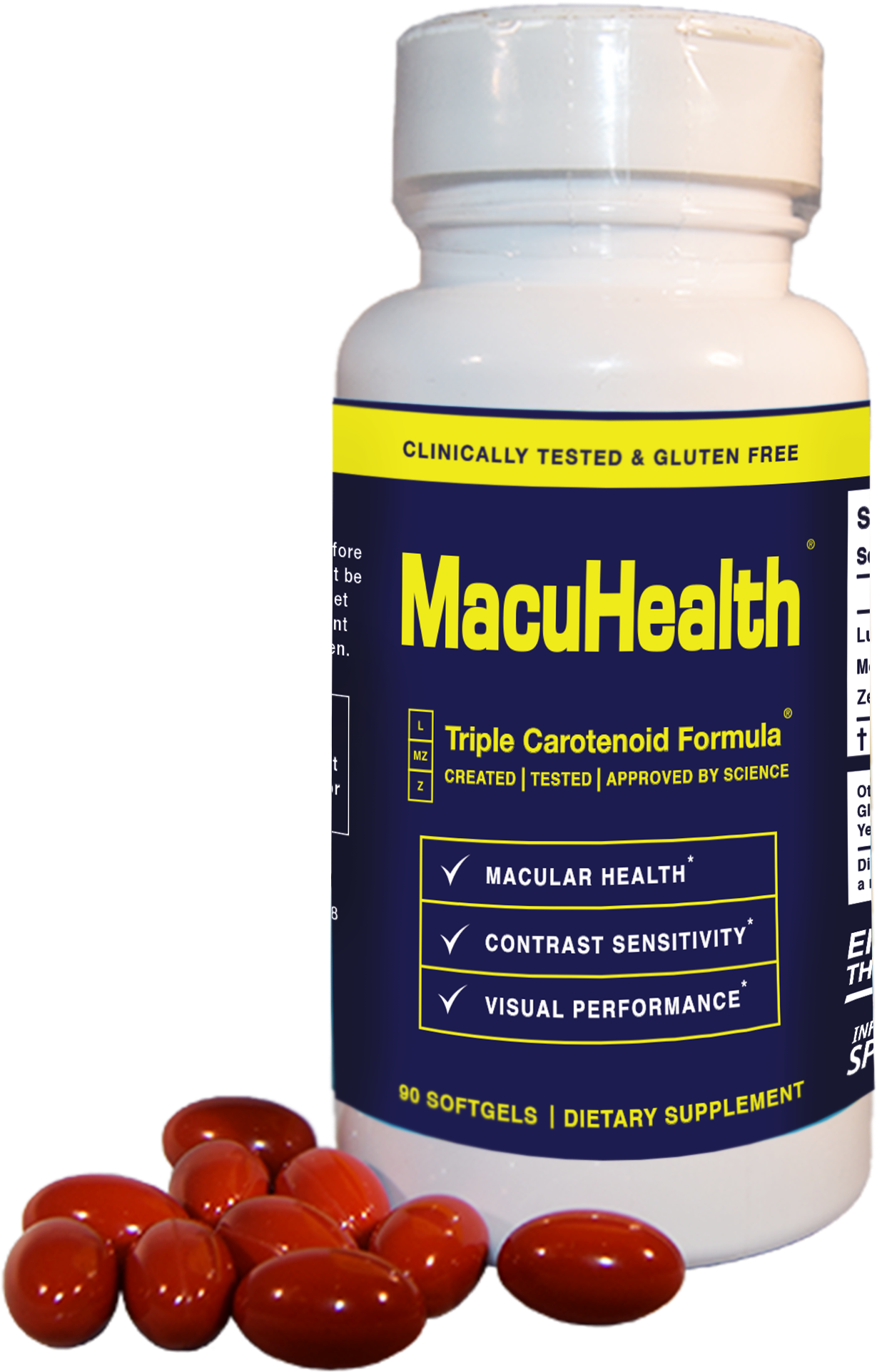 Macu Health Dietary Supplement Bottleand Capsules