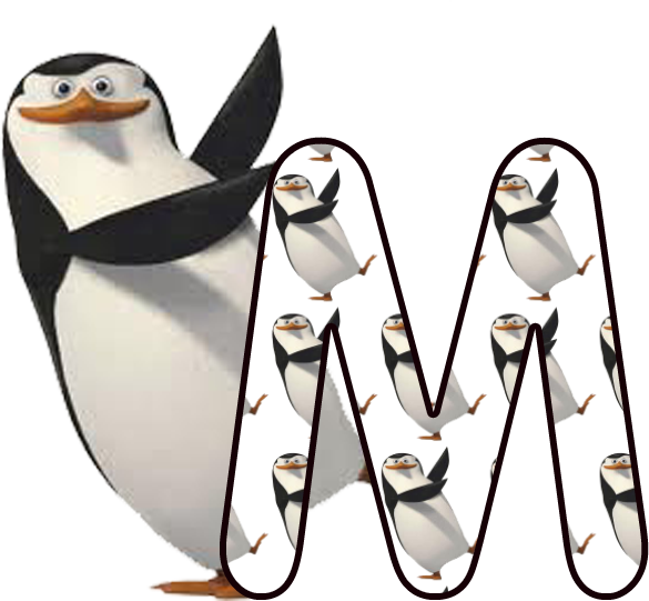 Madagascar Penguins Letter M Overlay