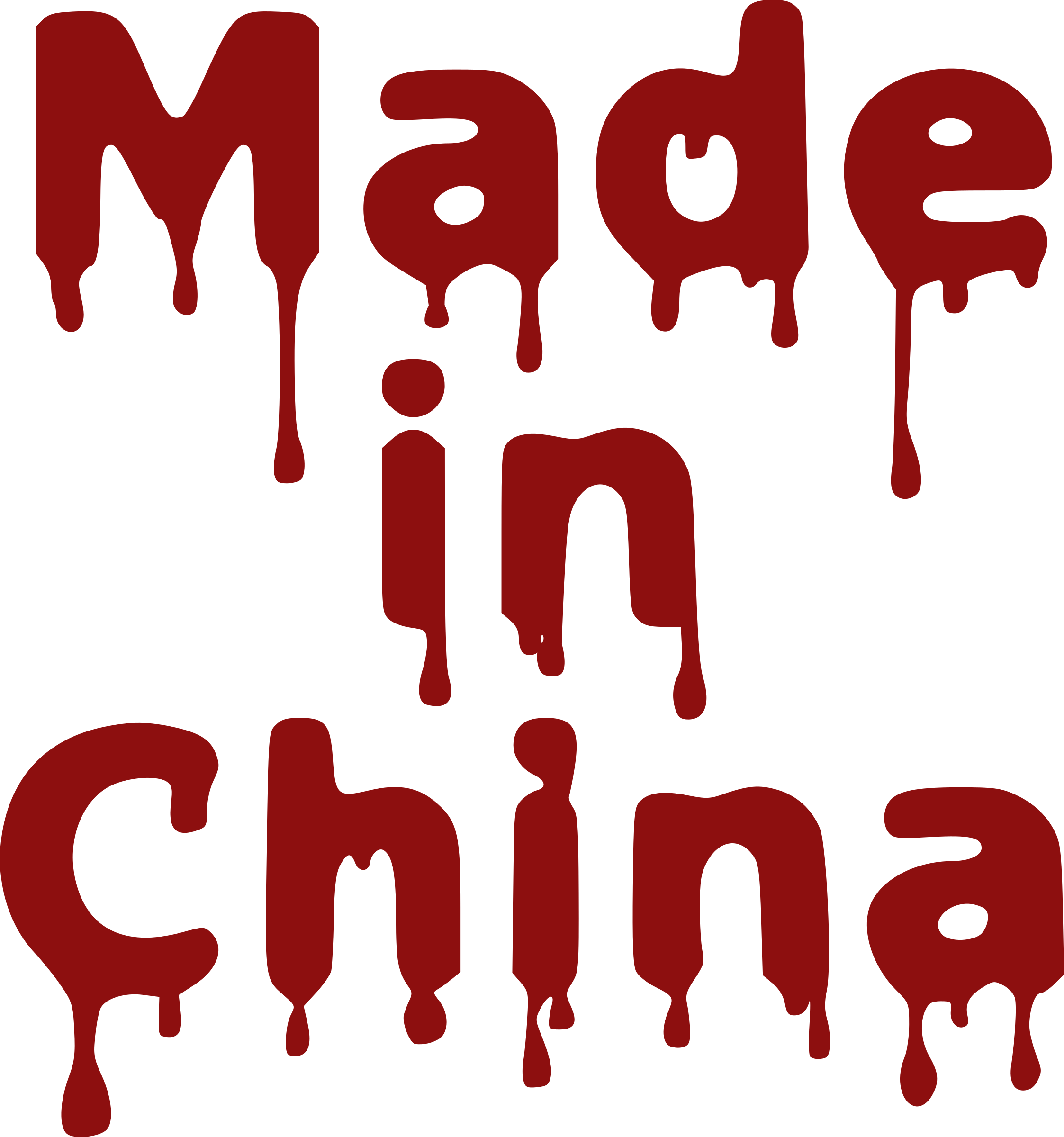 Madein China Red Dripping Text