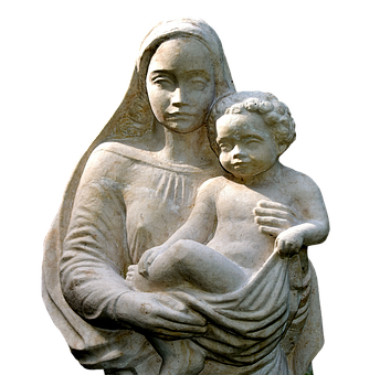 Madonnaand Child Statue PNG with transparent background