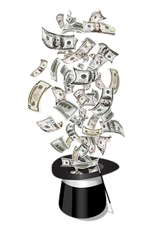 Magic Money Trick Illustration PNG with transparent background