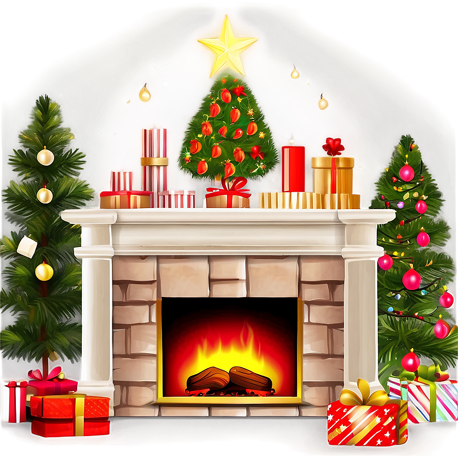 Magical Christmas Fireplace Setting Png 06262024