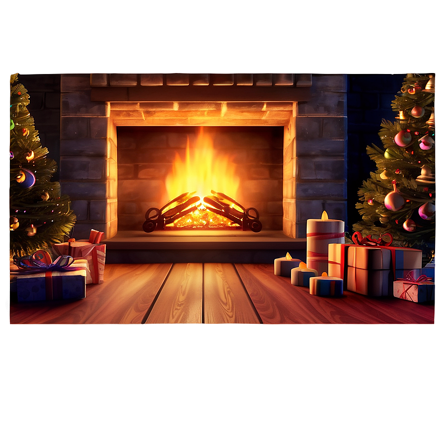 Magical Christmas Fireplace Setting Png 06262024