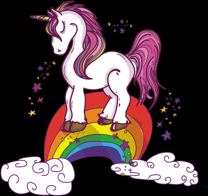 Magical Unicorn On Rainbow