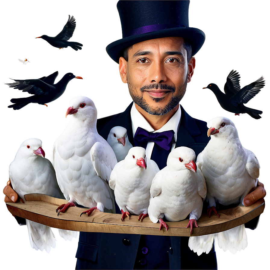 Magician With Doves Png 3