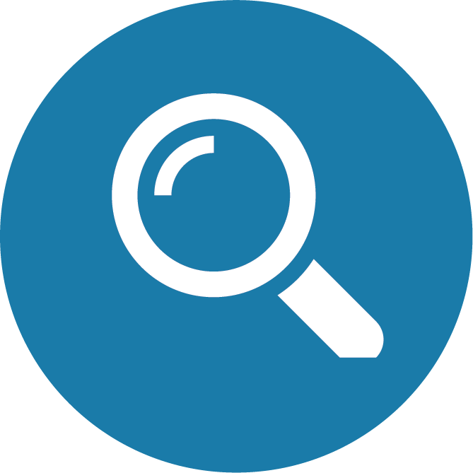 Magnifying Glass Icon Blue Background PNG with transparent background