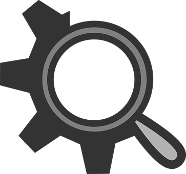 Magnifying Glass On Gear Icon